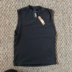 SKIMS Jersey Cotton Mock Neck Tank Black